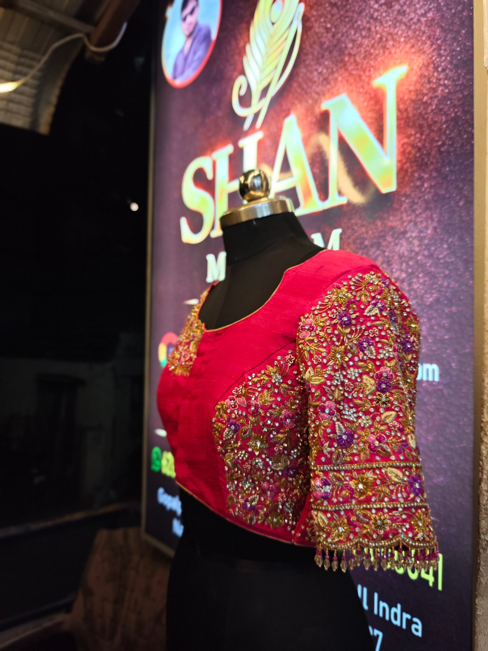 Pink Bridal Maggam Work Blouse Design with Zardosi and Stone Embroidery